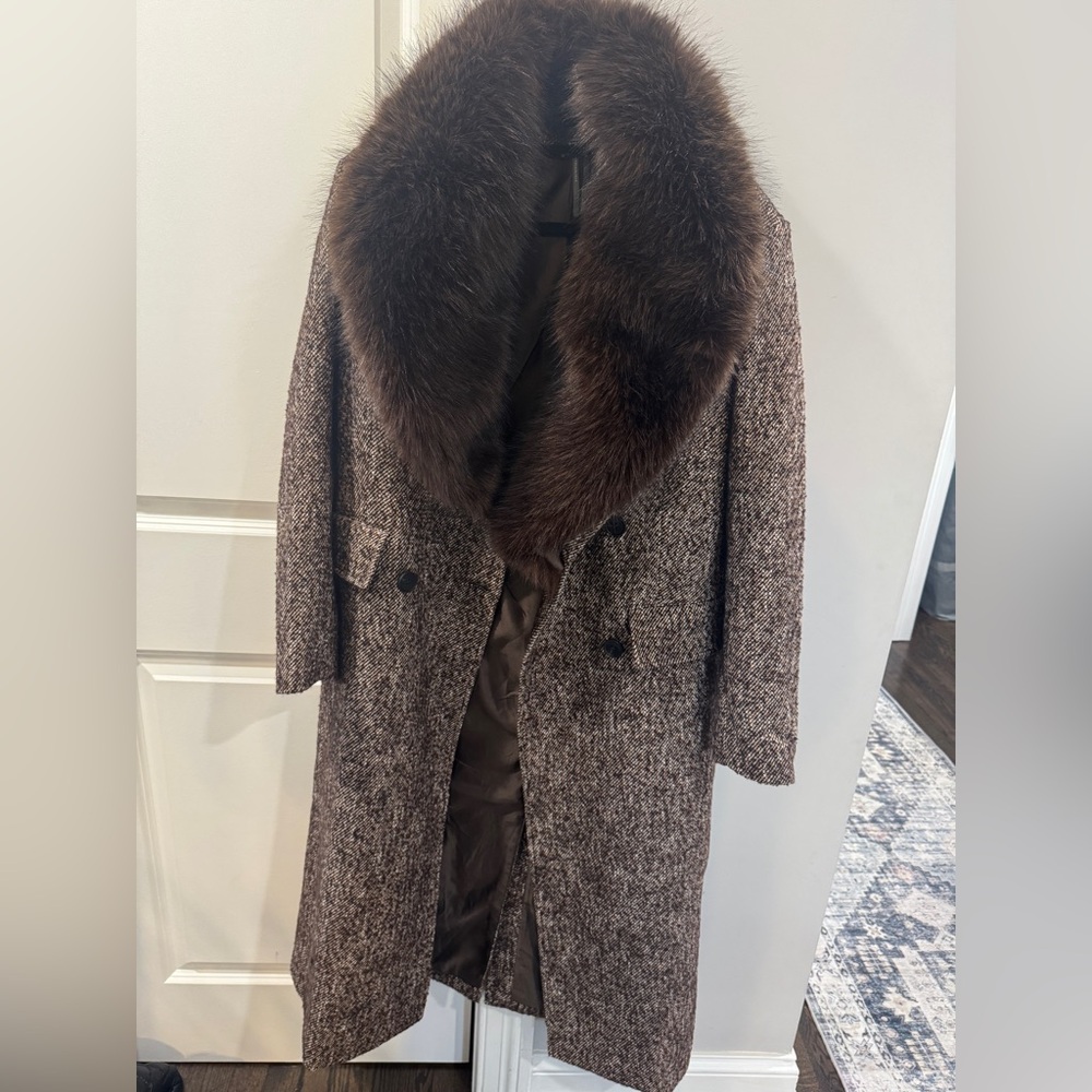 By Anthropologie Faux Fur Collar Wool Blend Coat (XS)